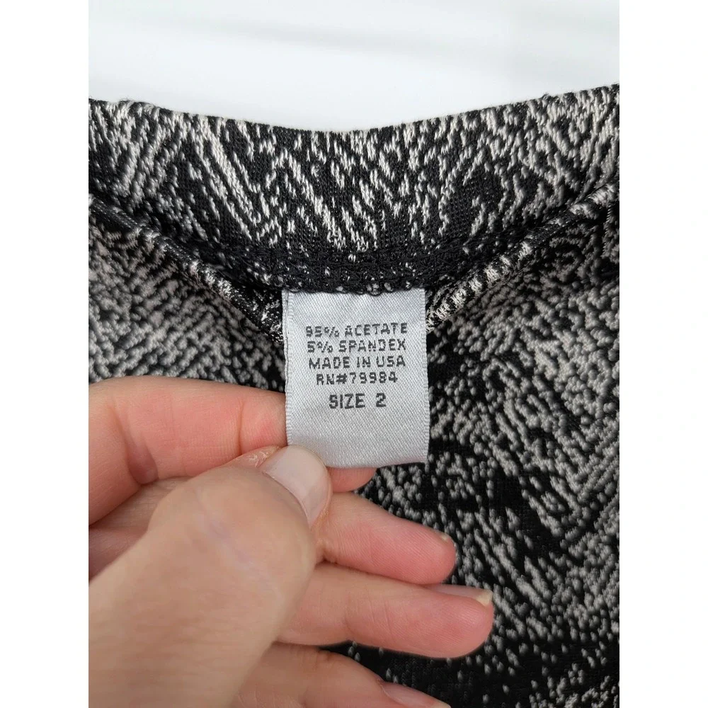 Chicos Travelers Midi Skirt Womens‎ Large Black Chevron Office Vacation Stretch